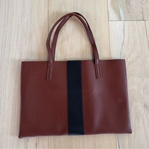Vince Camuto Vegan Leather Tote Brown And Black Purse Shoulder Bag